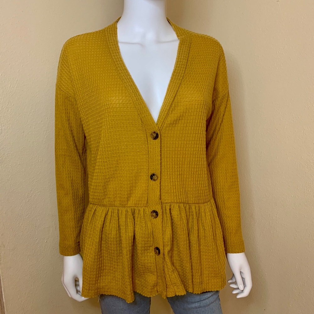 The Moon peplum waffle top